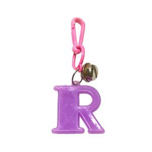 Vintage 80s Clip On Bell Charm Letter R Pink Purple Initial For Plastic Necklace